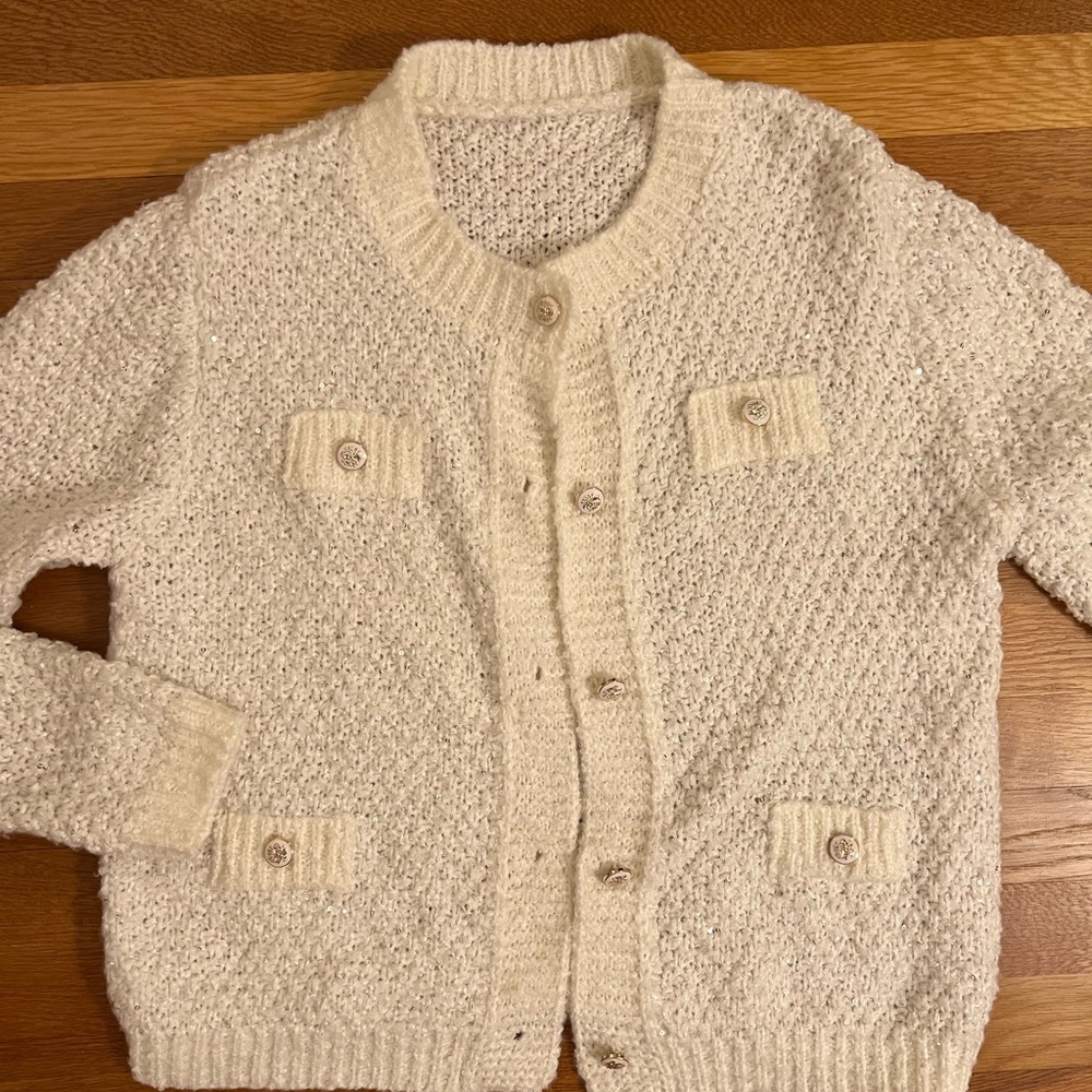Chicwish size L white cardigan with sequins sewn into the fabric